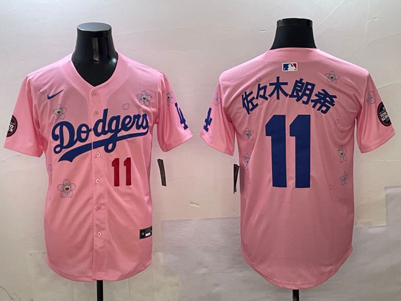 Men Los Angeles Dodgers #11 R.Sasaki Pink Sakura Edition 2025 Nike MLB Jersey style 3->los angeles dodgers->MLB Jersey